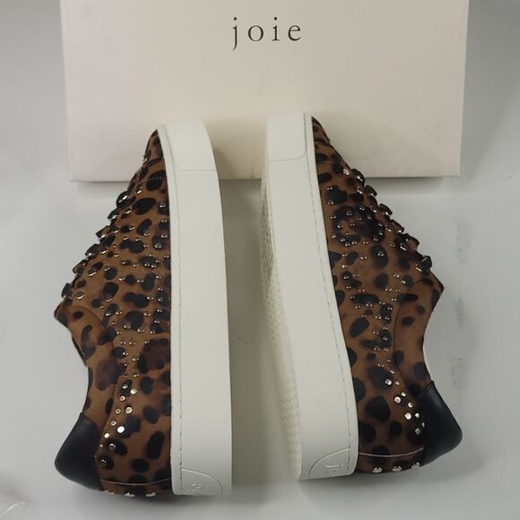 NEW 10 JOIE CALF HAIR Leopard Print STUDDED black brown SNEAKERS SHOES 40 NWT - Picture 5 of 8